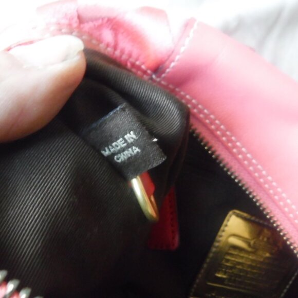 Coach Pink Purse Vintage Pink Fabric Red Handles Rare - Picture 8 of 14